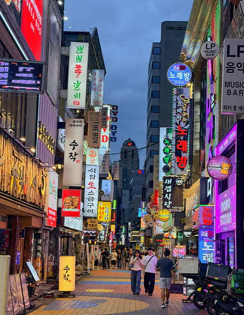 Området Myeongdong i Seoul, Sydkorea