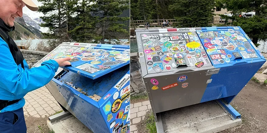bjørnesikrede skraldespande i Rocky Mountains i Canada