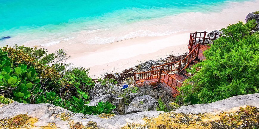 Flot udsigt til stranden i Tulum 