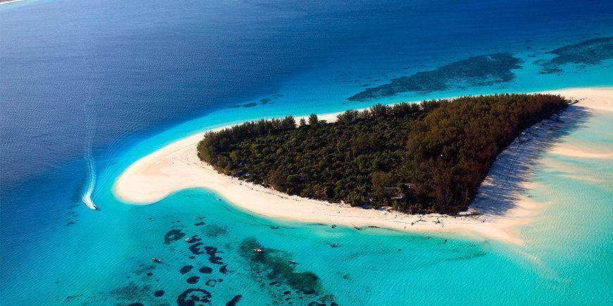 Oversigtsbillede fra Mnemba Island ved Zanzibar