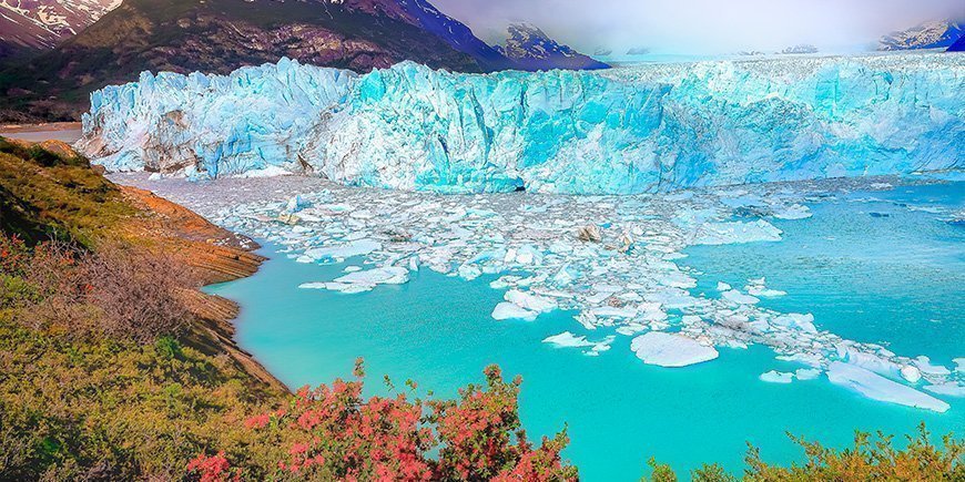 Perito Moreno gletcheren i forårslandskaber