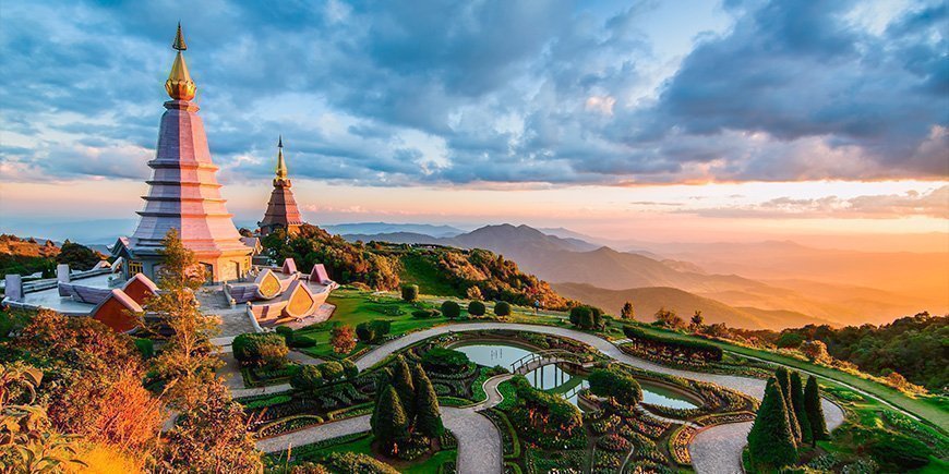 Pagode i Doi Inthanon Nationalpark i Chiang Mai i Thailand