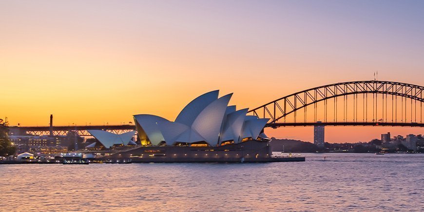 Solnedgang over Operahuset i Sydney
