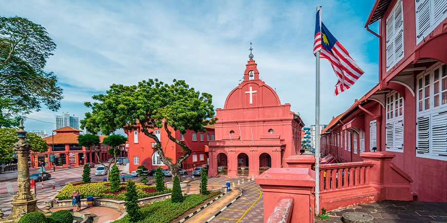 Rådhuset på Dutch Square i Melaka i Malaysia