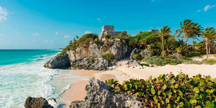 Strande og mayaruiner i Tulum i Mexico
