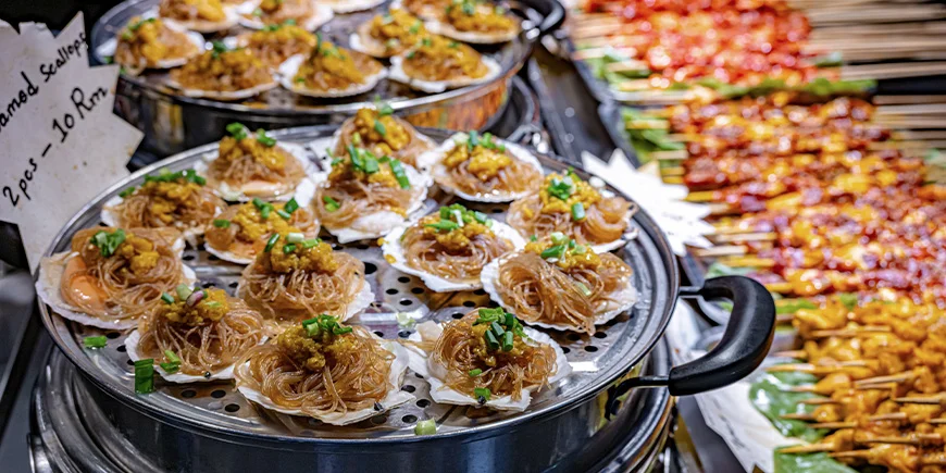 Mad fra Jalan Alor madmarked i Kuala Lumpur