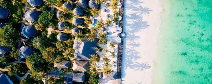 Oversigtsbillede fra strand på Zanzibar