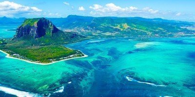 Overbliksbillede af tropiske Mauritius