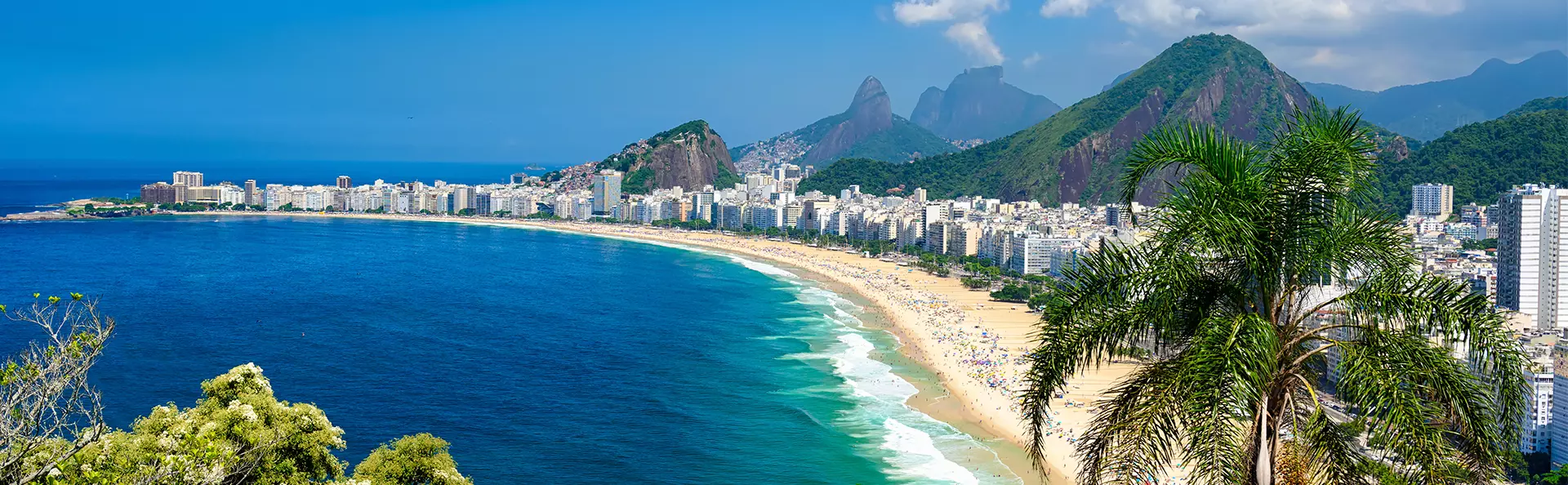 Copacabana Beach og Sugar Loaf Mountain set fra luften i Rio de Janeiro, Brasilien